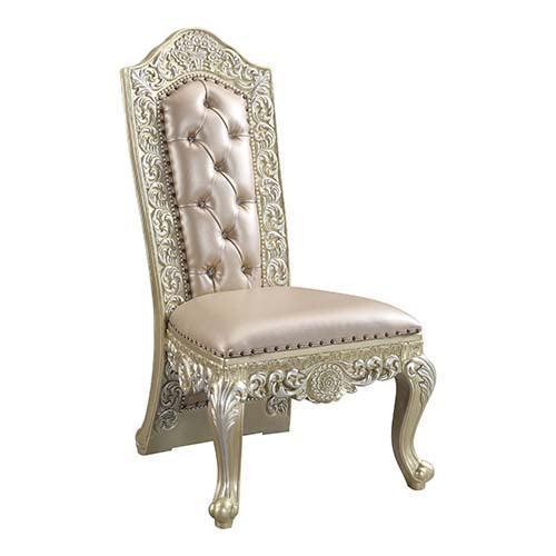 ACME Vatican Side Chair, PU & Champagne Silver Finish (1pc) DN00468 FredCo