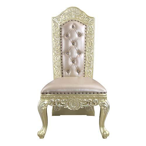 ACME Vatican Side Chair, PU & Champagne Silver Finish (1pc) DN00468 FredCo