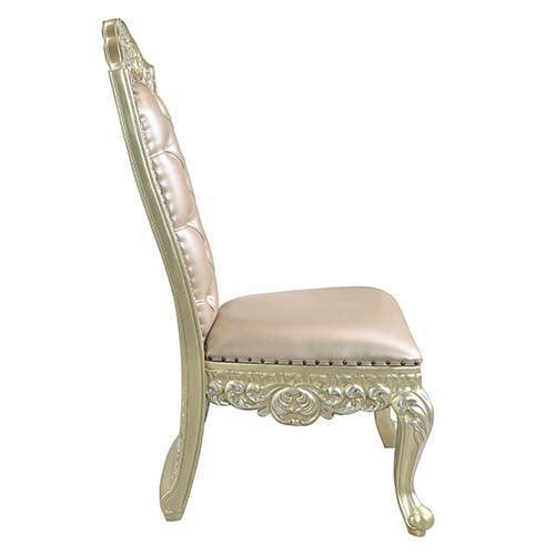 ACME Vatican Side Chair, PU & Champagne Silver Finish (1pc) DN00468 FredCo