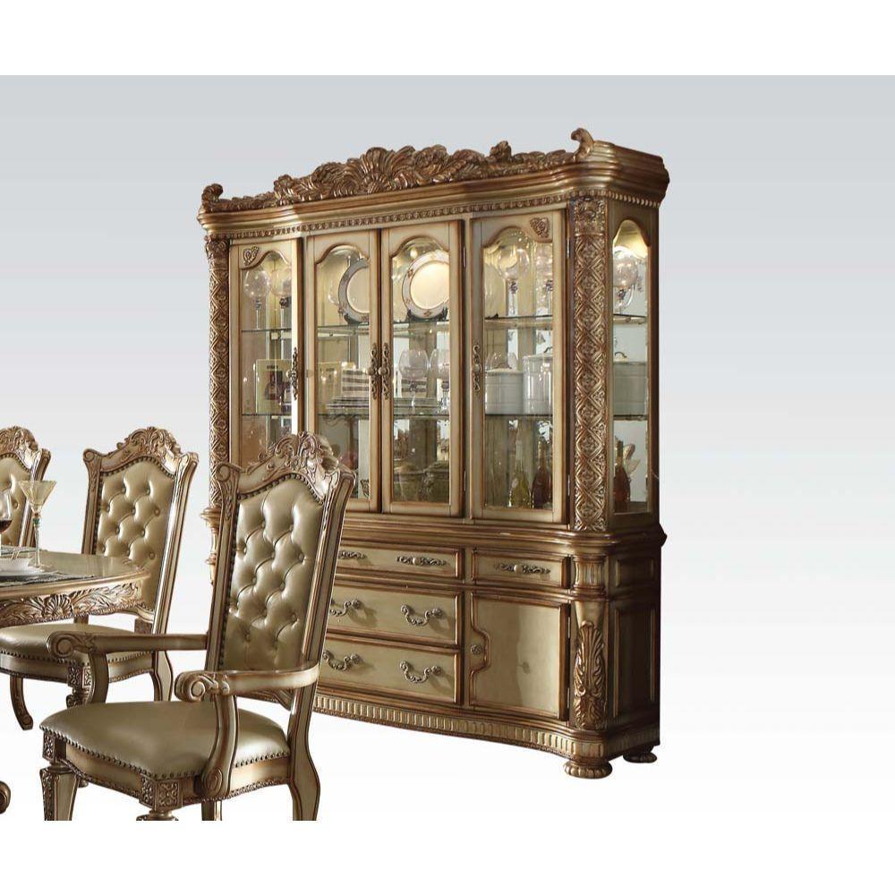 ACME Vendome Hutch & Buffet, Gold Patina & Bone 63005 FredCo