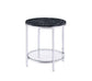 ACME Virlana End Table, Faux Black Marble & Chrome Finish FredCo