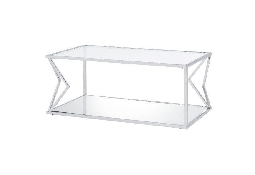 ACME Virtue Coffee Table, Clear Glass & Chrome Finish FredCo