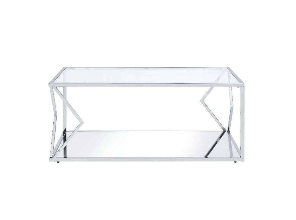 ACME Virtue Coffee Table, Clear Glass & Chrome Finish FredCo