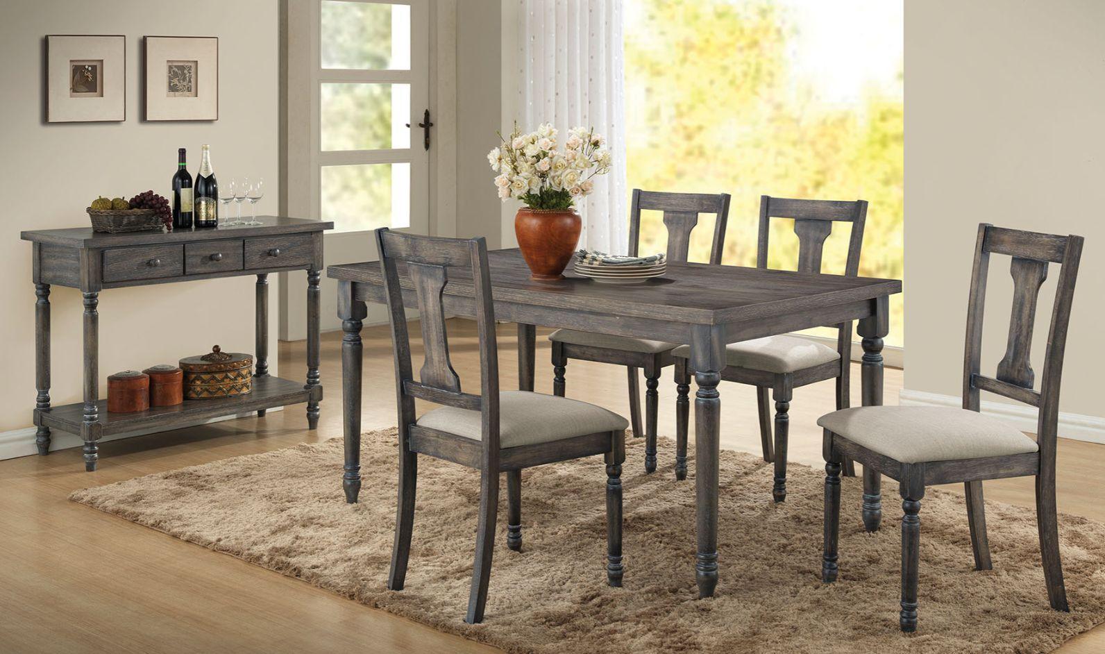 ACME Wallace Dining Table, Weathered Gray FredCo