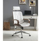 ACME Yoselin Office Chair, White PU & Walnut FredCo