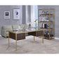 ACME Yumia Desk, Gold & Clear Glass 92785 FredCo