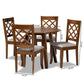 Adara Modern and Contemporary Grey Fabric Upholstered and Walnut Brown Finished Wood 5-Piece Dining Set FredCo