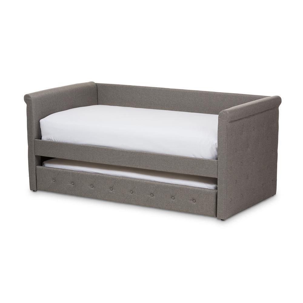 Alena Modern and Contemporary Light Grey Fabric Daybed with Trundle ...