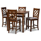 Alora Modern and Contemporary Grey Fabric Upholstered Walnut Brown Finished 5-Piece Wood Pub Set FredCo