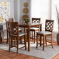 Alora Modern and Contemporary Grey Fabric Upholstered Walnut Brown Finished 5-Piece Wood Pub Set FredCo