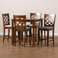 Alora Modern and Contemporary Grey Fabric Upholstered Walnut Brown Finished 5-Piece Wood Pub Set FredCo