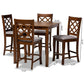 Alora Modern and Contemporary Grey Fabric Upholstered Walnut Brown Finished 5-Piece Wood Pub Set FredCo