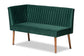 Alvis Mid-Century Modern Emerald Green Velvet Upholstered and Walnut Brown Finished Wood 2-Piece Dining Nook Banquette Set FredCo