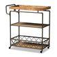Amado Rustic Industrial Farmhouse Oak Brown Finished Wood and Black Metal 3-Tier Mobile Kitchen Cart FredCo