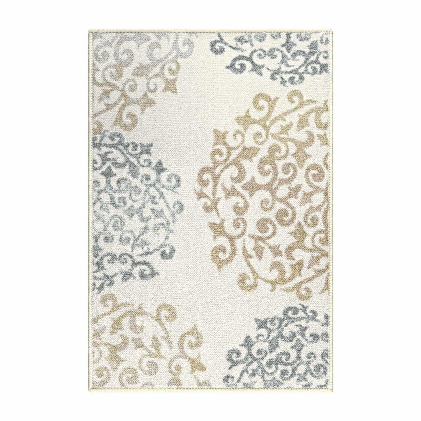 Amber Non-Slip Foldable Modern Floral Medallion Rug FredCo