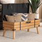 Amena Rustic Transitional Dark Brown PU Leather Upholstered and Oak Finished Wood Large Storage Ottoman FredCo