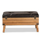 Amena Rustic Transitional Dark Brown PU Leather Upholstered and Oak Finished Wood Large Storage Ottoman FredCo