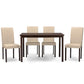 Andrew Contemporary Espresso Wood Beige Fabric 5 PC Dining Set FredCo