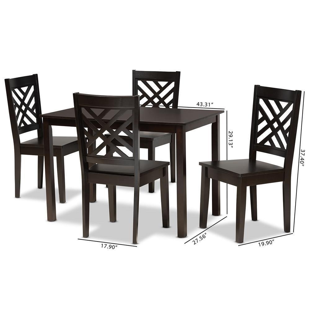 Ani Modern and Contemporary Dark Brown Finished Wood 5-Piece Dining Set FredCo