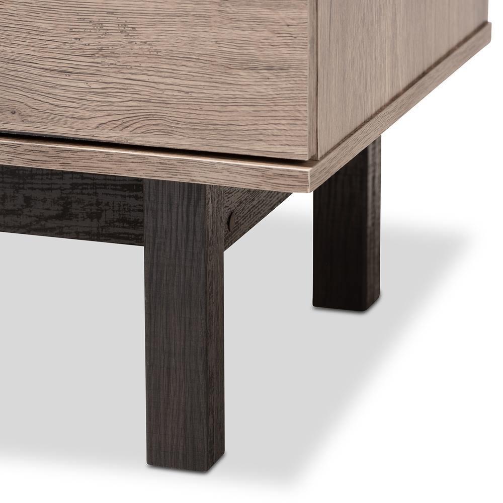 Arend Modern and Contemporary Two-Tone Oak and Ebony Wood 4-Drawer TV Stand FredCo