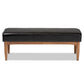 Arvid Mid-Century Modern Dark Brown Faux Leather Upholstered Wood Dining Bench FredCo