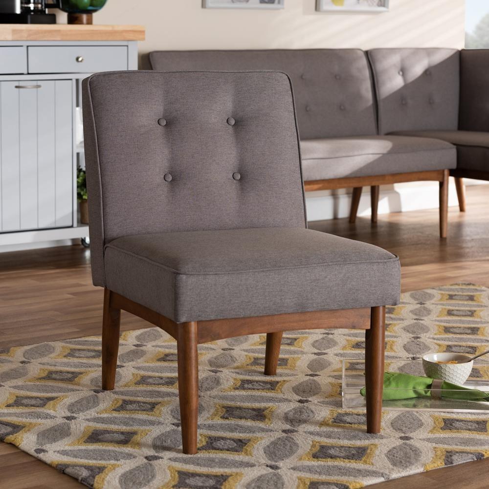 Arvid Mid-Century Modern Gray Fabric Upholstered Wood Dining Chair FredCo