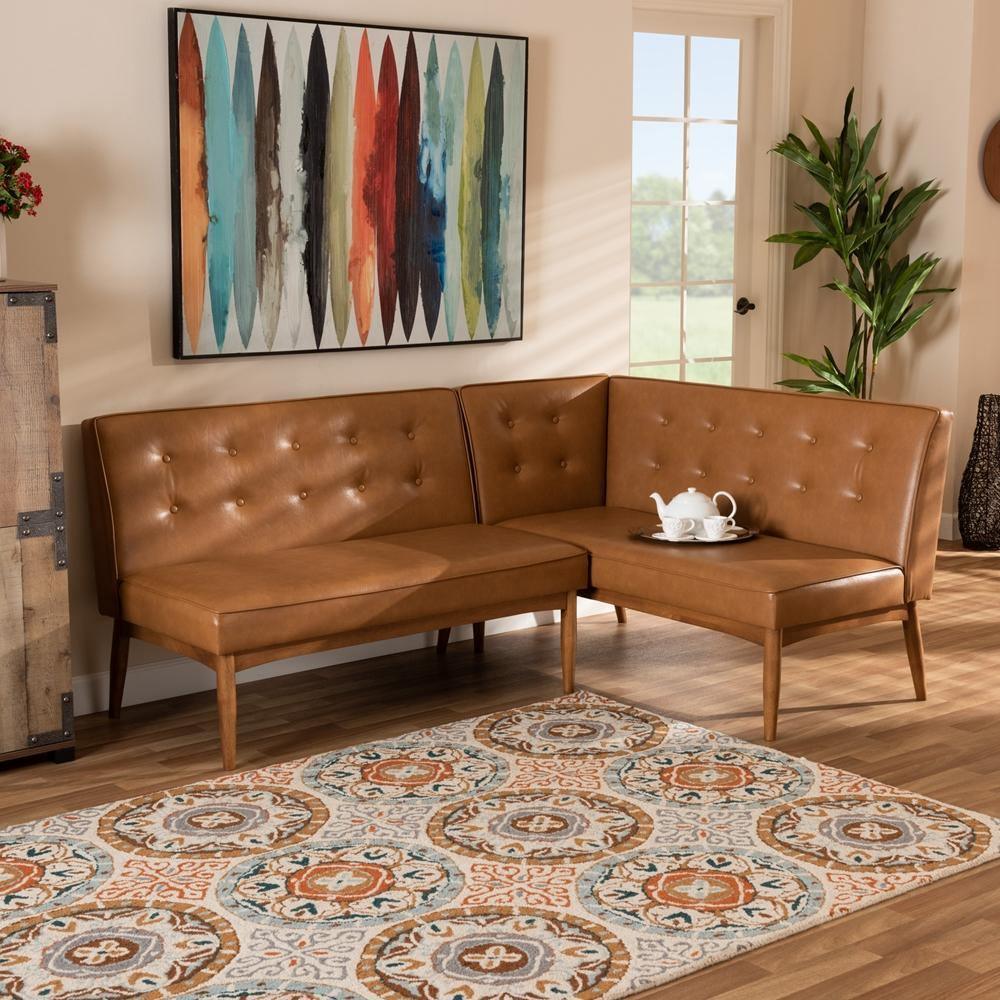 Upholstered corner outlet dining bench