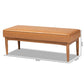 Arvid Mid-Century Modern Tan Faux Leather Upholstered and Walnut Brown Finished Wood Dining Bench FredCo