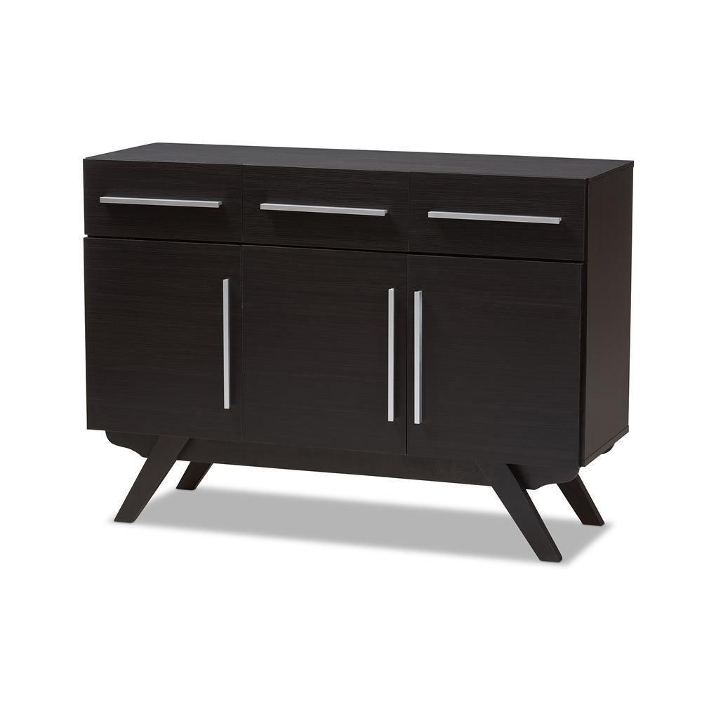 Ashfield Mid-Century Modern Espresso Brown Finished Wood 3-Drawer Sideboard FredCo