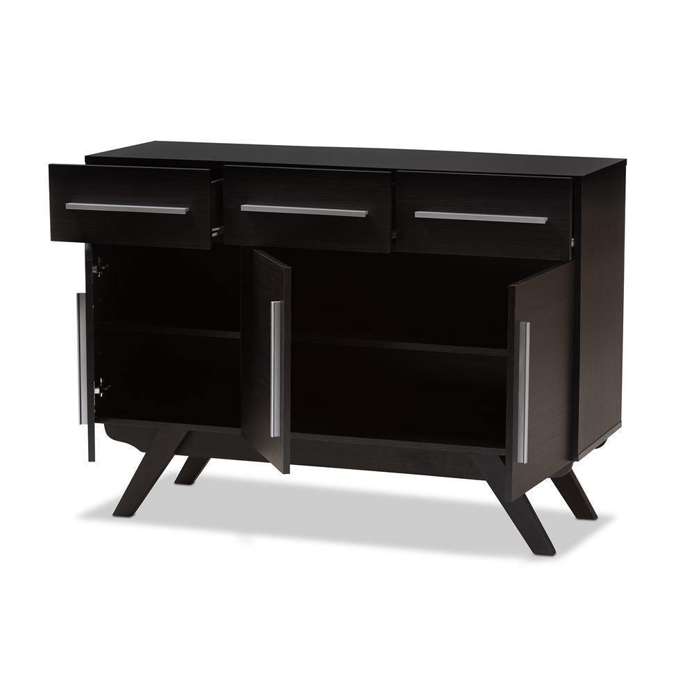 Ashfield Mid-Century Modern Espresso Brown Finished Wood 3-Drawer Sideboard FredCo