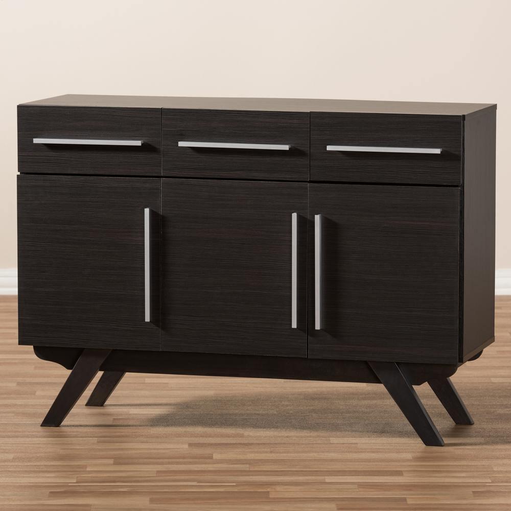 Ashfield Mid-Century Modern Espresso Brown Finished Wood 3-Drawer Sideboard FredCo