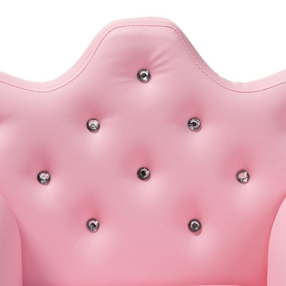 Ava Modern and Contemporary Pink Faux Leather 2-Piece Kids Armchair and Footrest Set FredCo