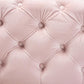 Avara Glam and Luxe Light Pink Velvet Fabric Upholstered Gold Finished Button Tufted Bench Ottoman FredCo