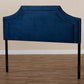 Avignon Modern and Contemporary Navy Blue Velvet Fabric Upholstered King Size Headboard FredCo