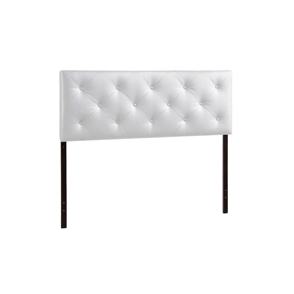 Baltimore Modern and Contemporary King White Faux Leather Upholstered Headboard FredCo