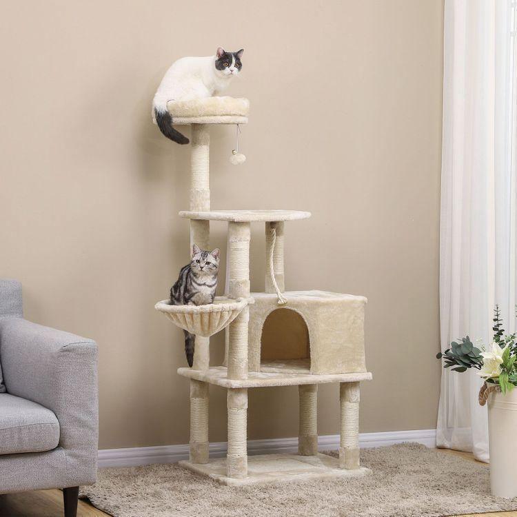 Beige Cat Tree 58" High FredCo