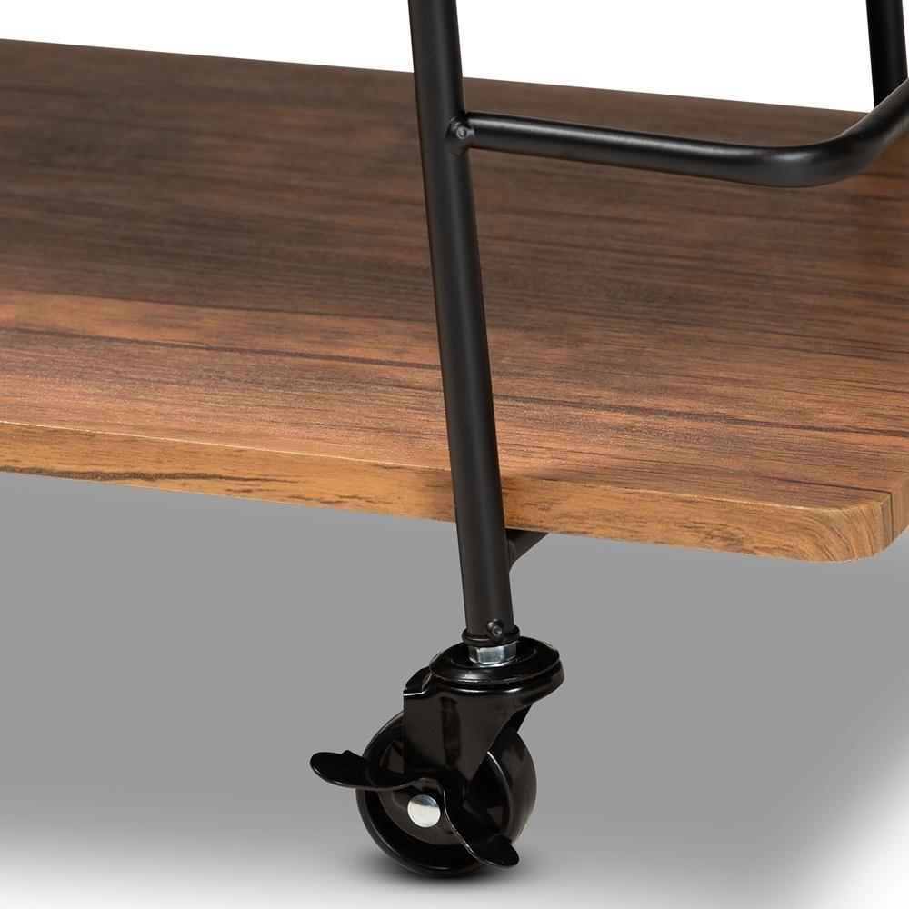 Bernard Rustic Industrial Black Metal and Walnut Finishe Wood 3