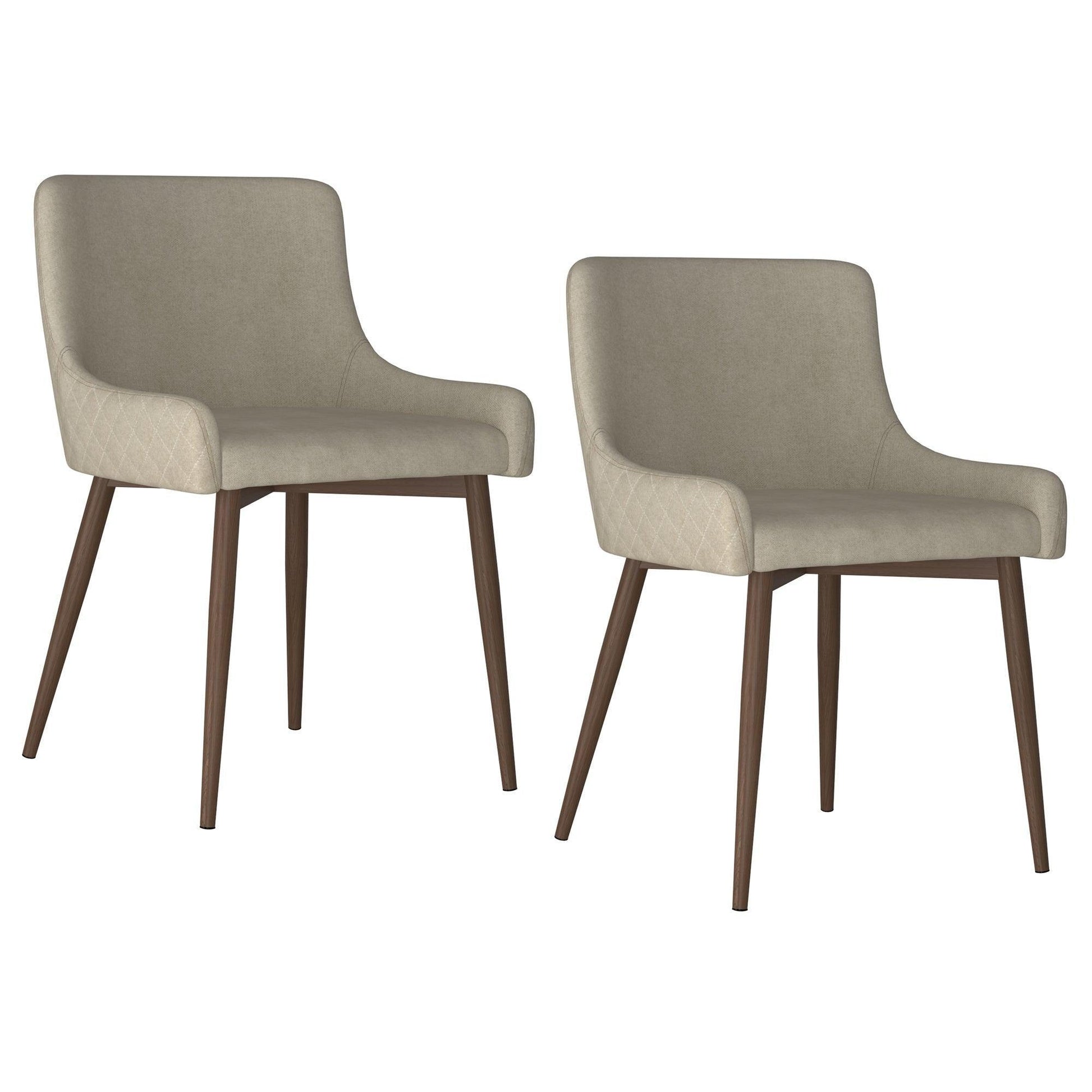 BIANCA Side Chair, Set Of 2 Beige/Walnut Leg FredCo