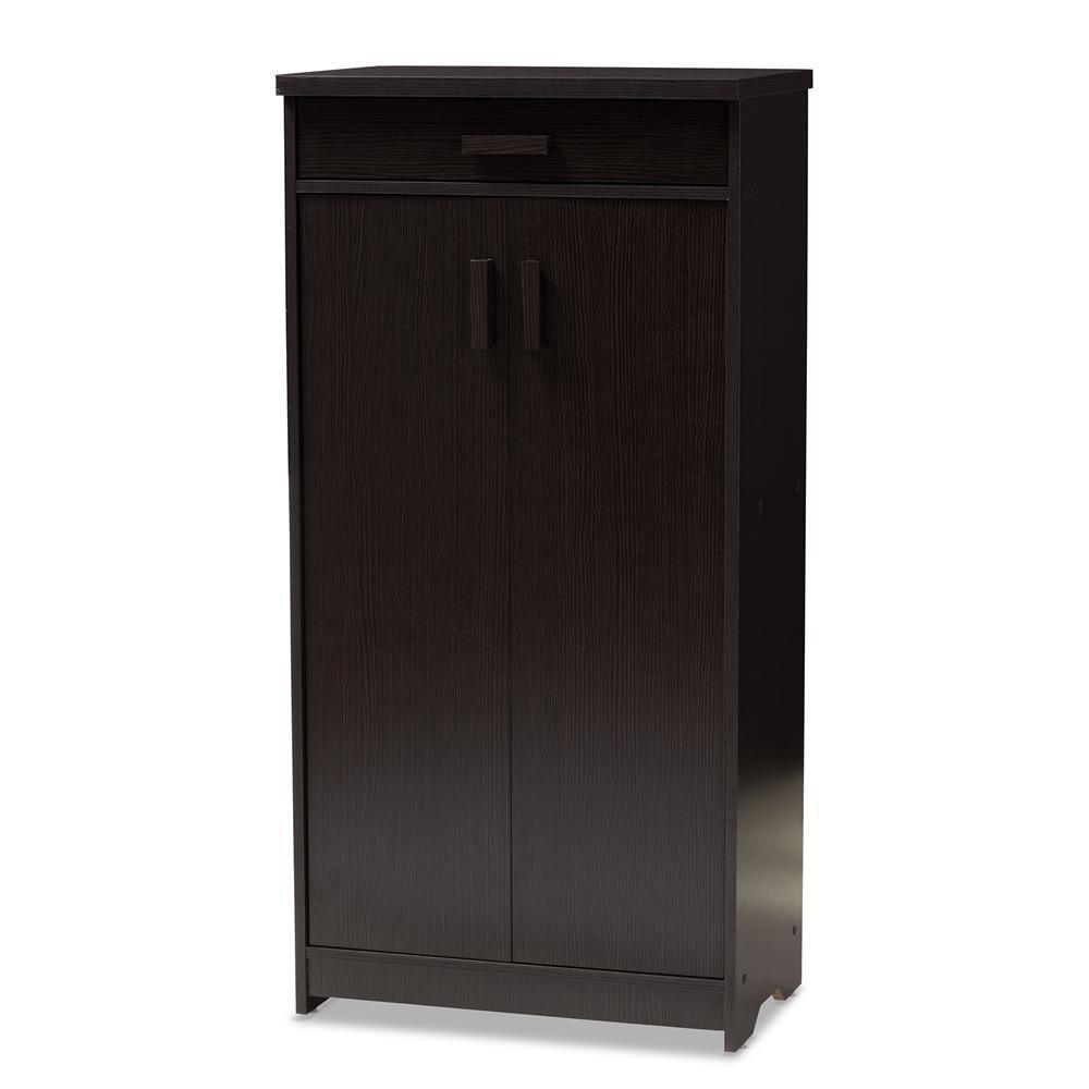 Bienna Modern and Contemporary Wenge Brown Finished Shoe Cabinet FredCo