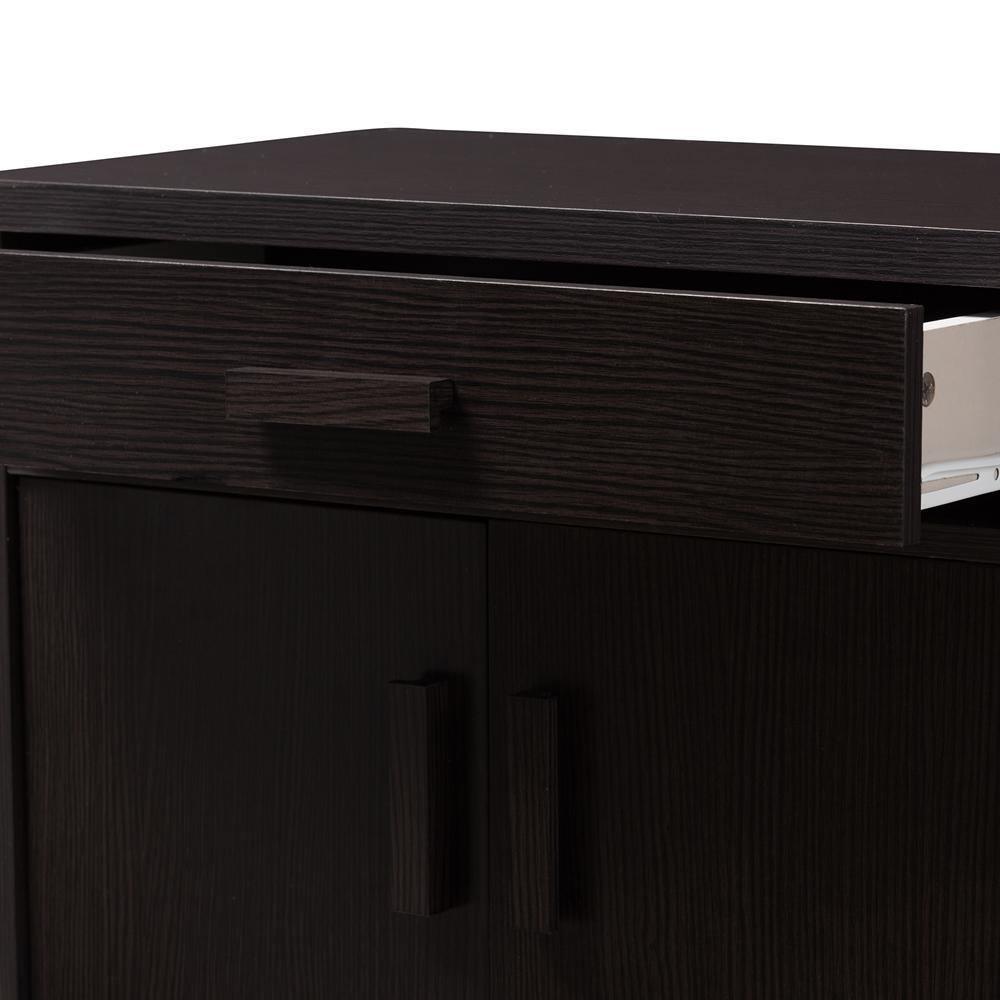 Bienna Modern and Contemporary Wenge Brown Finished Shoe Cabinet FredCo