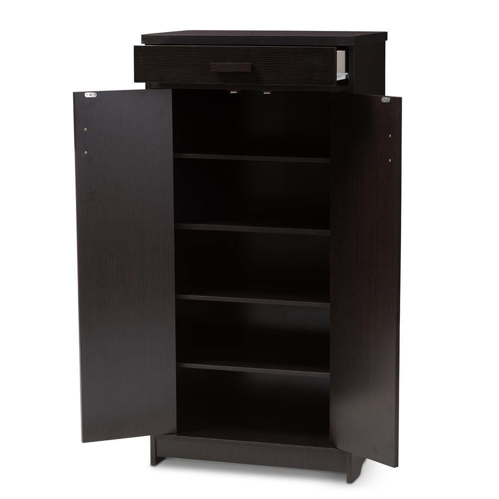 Bienna Modern and Contemporary Wenge Brown Finished Shoe Cabinet FredCo