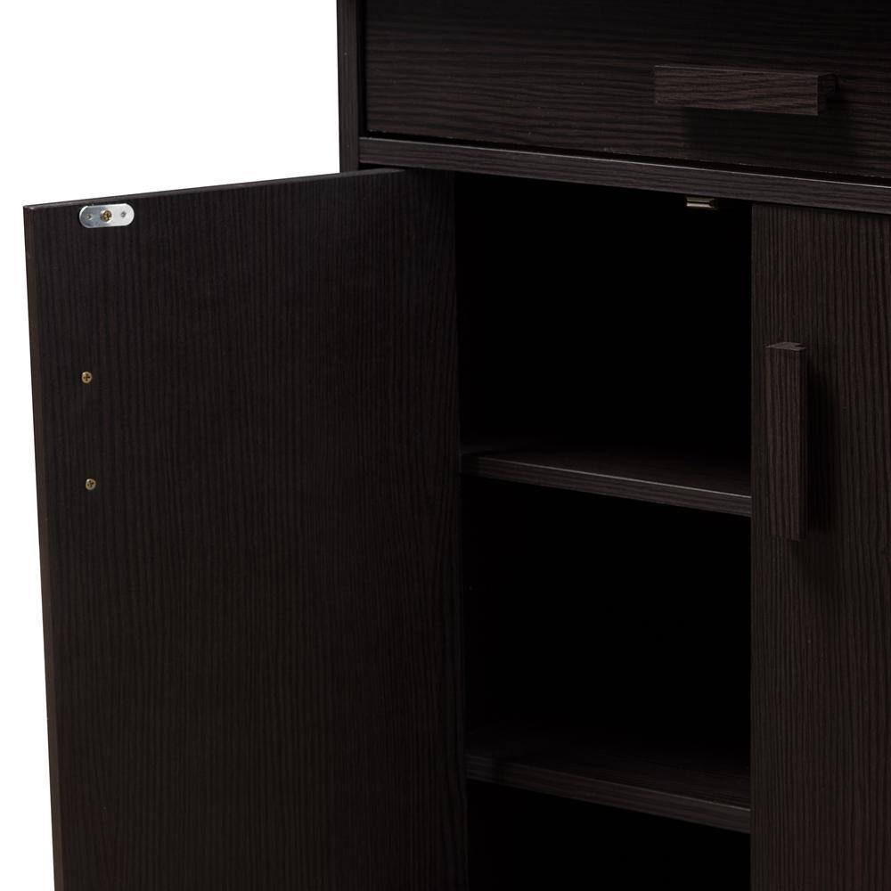 Bienna Modern and Contemporary Wenge Brown Finished Shoe Cabinet FredCo