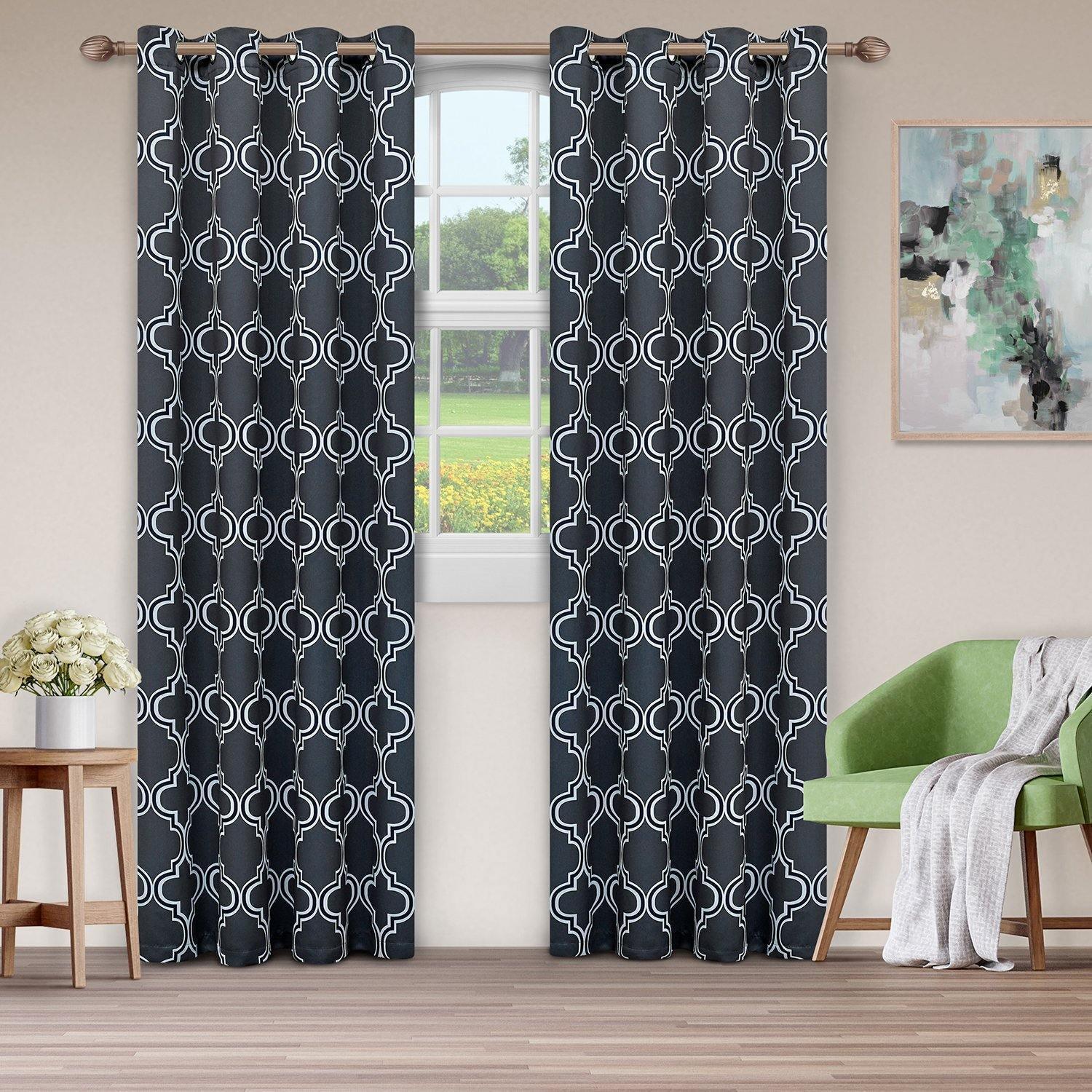 Bohemian Trellis Thermal Insulated Blackout Grommet Curtain Panel Set FredCo