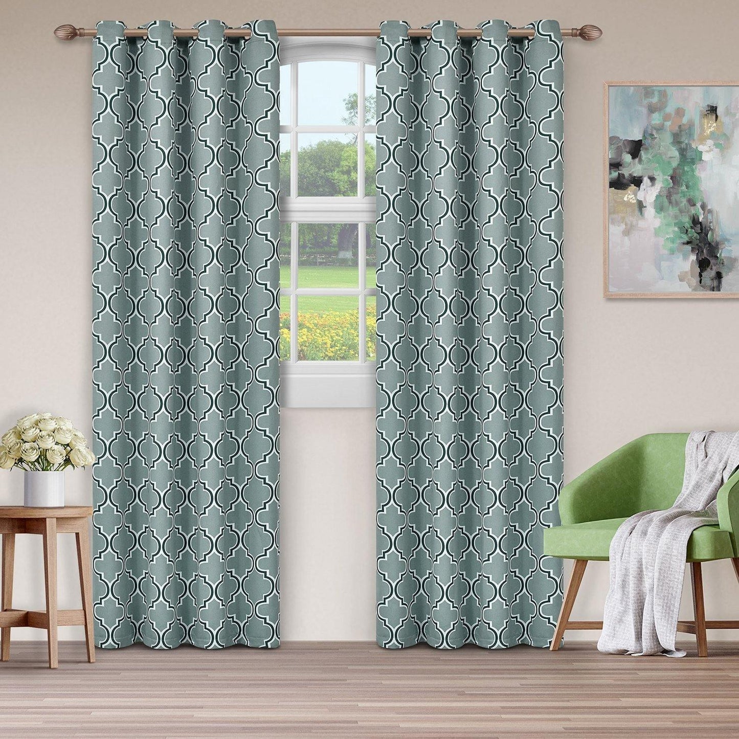 Bohemian Trellis Thermal Insulated Blackout Grommet Curtain Panel Set FredCo