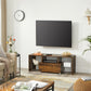 Brown Wooden TV Console with Glass Shelf FredCo