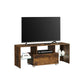 Brown Wooden TV Console with Glass Shelf FredCo