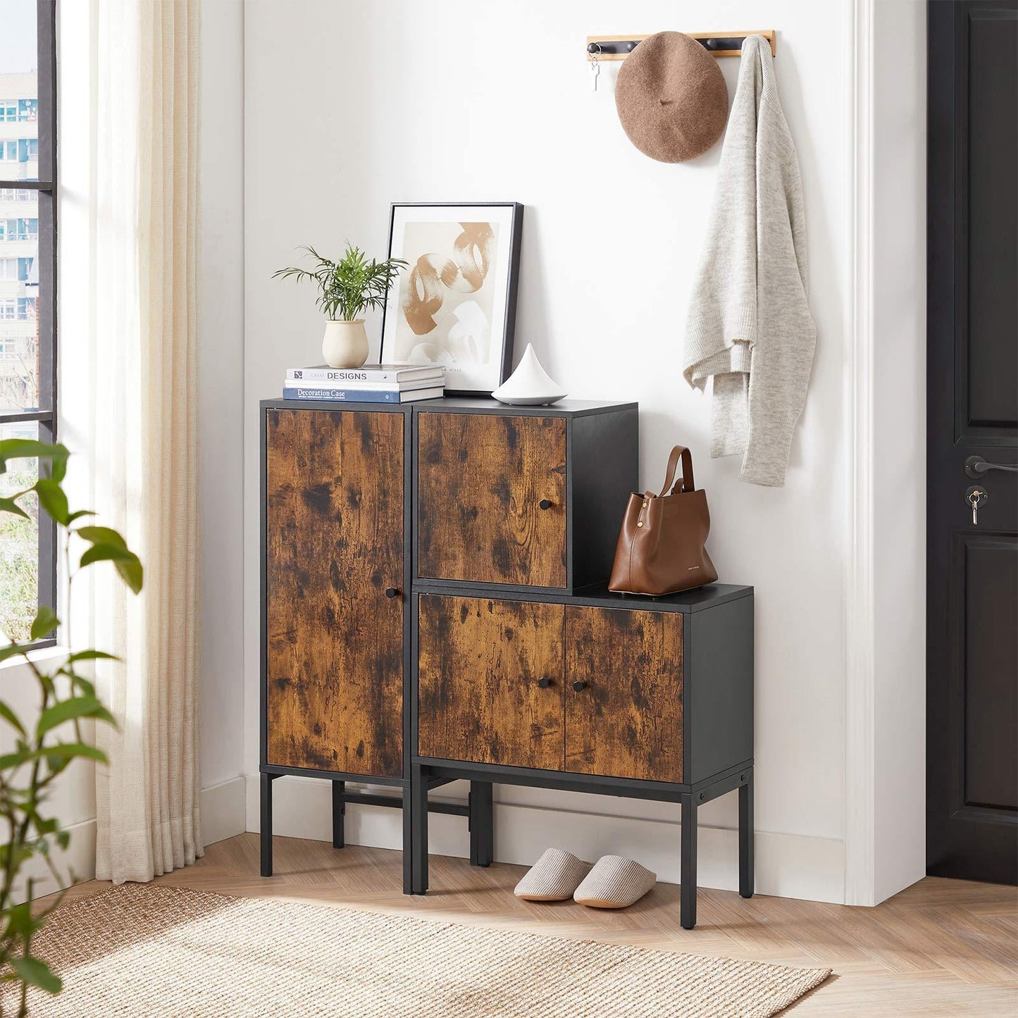 Buffet Cabinet Rustic Brown and Black FredCo