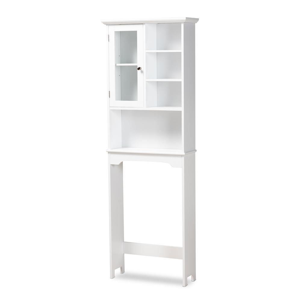 Campbell Modern and Contemporary White Finished Wood Over the Toilet Bathroom Storage Cabinet FredCo