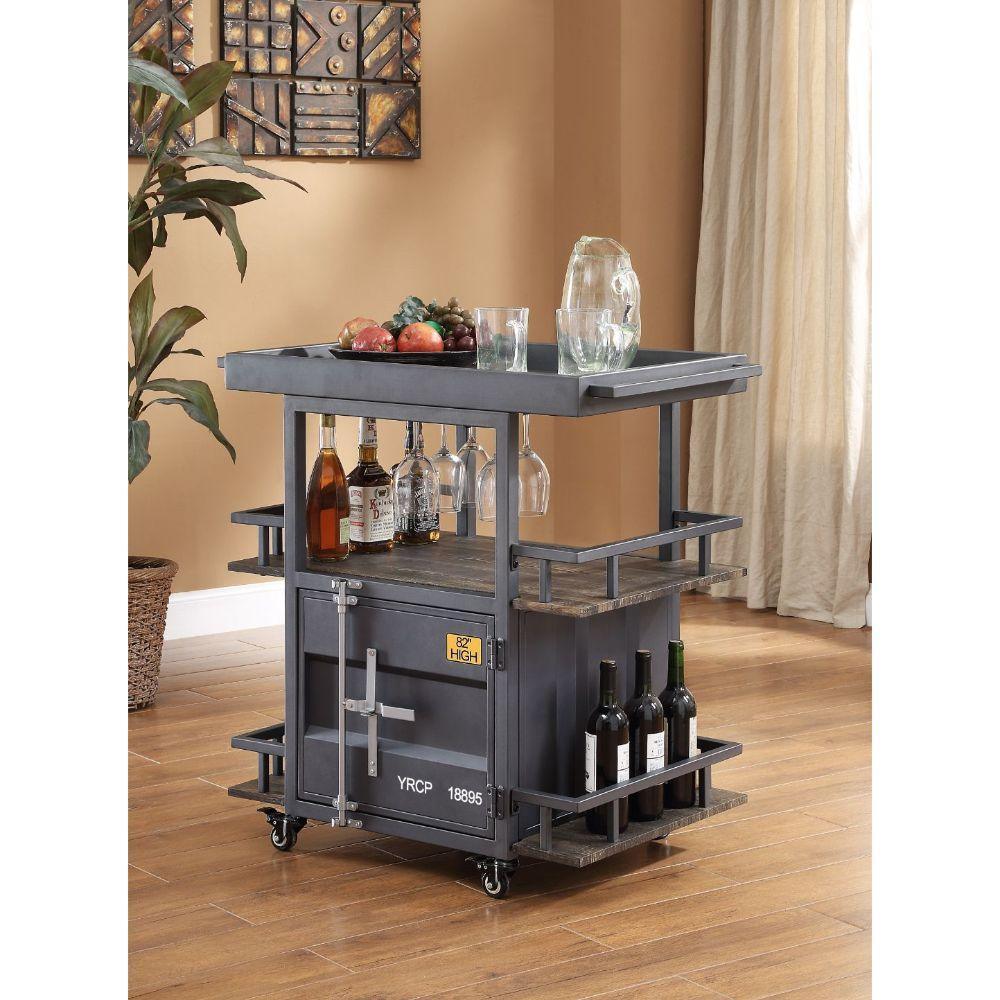 Cargo Serving Cart Antique Walnut & Gunmetal FredCo