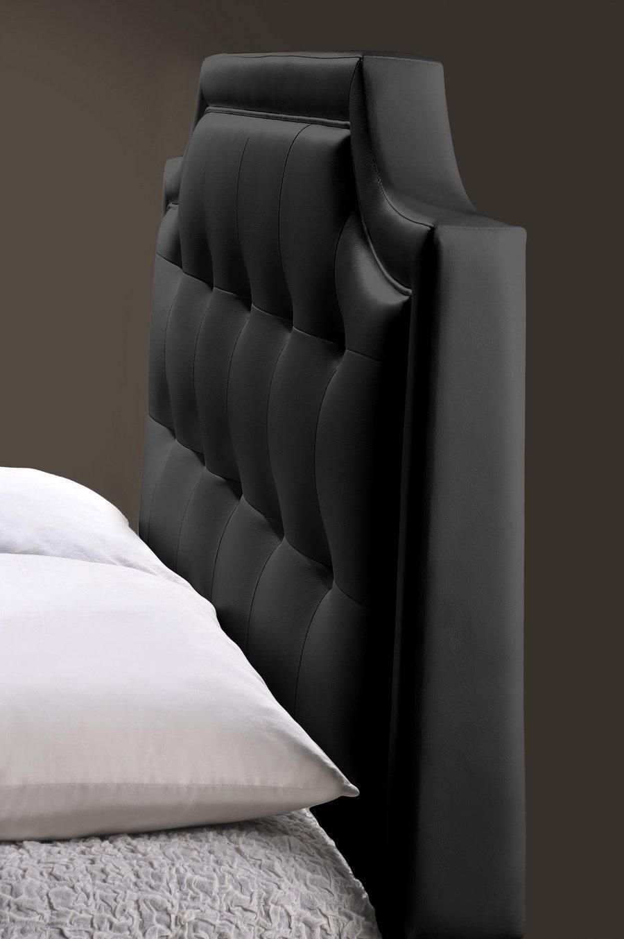 Carlotta Black Modern Bed with Upholstered Headboard Queen Size